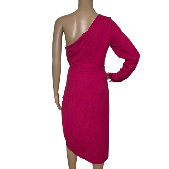 ONE33 SOCIAL Pink One Shoulder Cutout Draped Dress NWT 8 - Picture 4 of 7